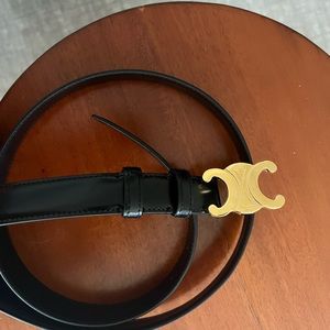 Celine Black Triomphe Belt Size 80